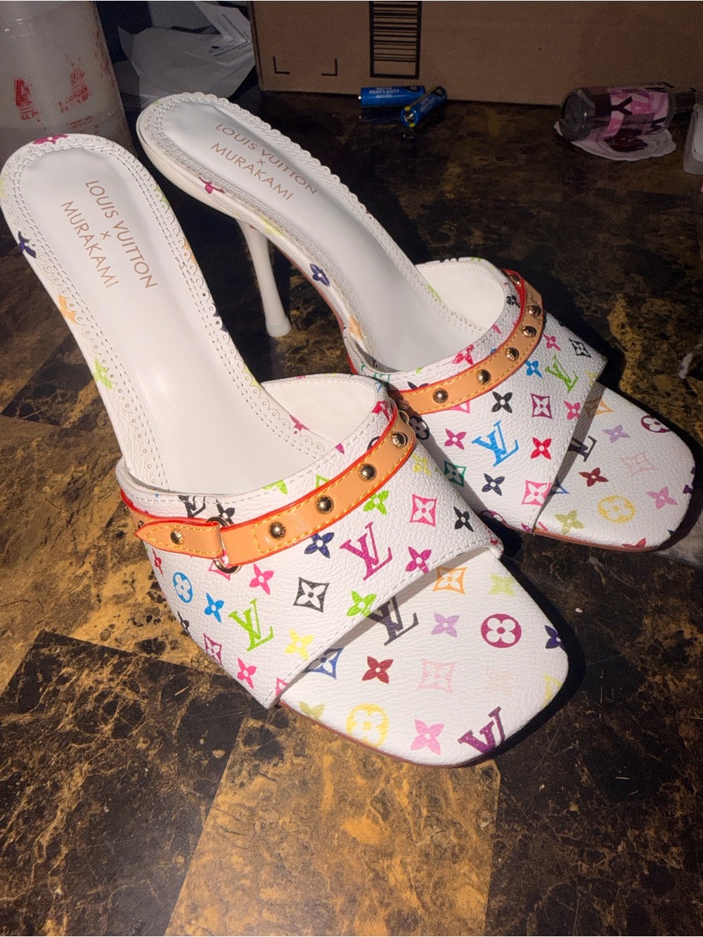 US 10 Louis Vuitton Multicolor Monogram Mules